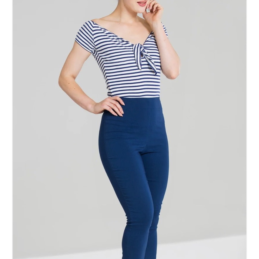 Hell Bunny Striped Top with Navy Leggings